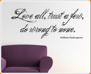 Love All Shakespeare Quote Wall Sticker