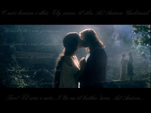 ... 768: A wallpaper of the Bridge scene in FOTR with Aragorn and Arwen