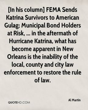 Bond Holders at Risk, ... in the aftermath of Hurricane Katrina ...