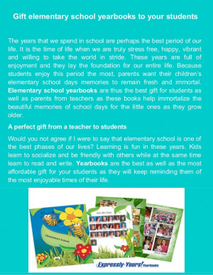 ... Elementary School Yearbooks to Students - Expressly Yours Yearbooks