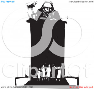 Judge Holding Gavel Podium