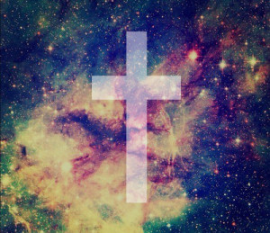 galaxy, cross, jesus | via Tumblr