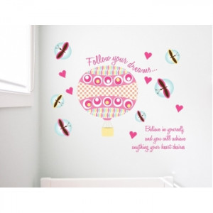 ... for kids Hot Air Balloon featuring pink balloon, dragonflies and quote