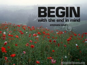 Begin with the end in mind. Stephen Covey Quote Wallpaper