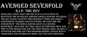 Avenged Sevenfold Quotes About The Rev R.i.p. the rev by a7x-kjh