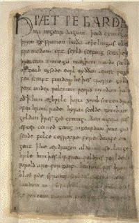 portion of the oldest, surviving manuscript of Beowulf