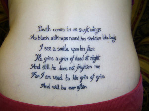 ... back is just right for the lines of rich poetry about life and death
