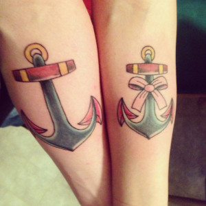 His and Her Anchor Tattoos