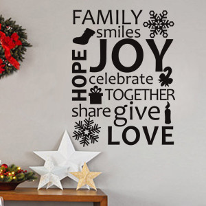 Wall Lettering - Family celebrate together Holiday Wall Art Quotes ...