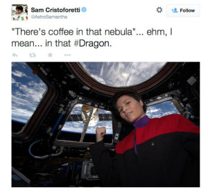Apparently, like Janeway, Cristoforetti is a big fan of coffee and she ...