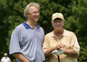 Jack Nicklaus (R) stands with Aubrey McClendon of Chesapeake Energy ...