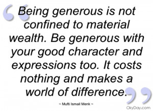 being generous is not confined to material mufti ismail menk