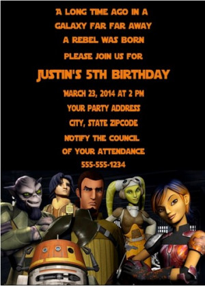 Star Wars Rebels Birthday Party Invitations Personalized Custom
