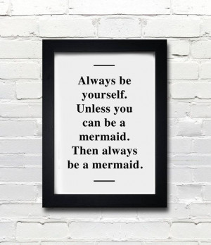 A3 Mermaid poster quote print apartment decor by blackandtypeshop,