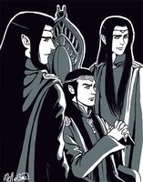 Father and Sons Elrond, Elladan and Elrohir