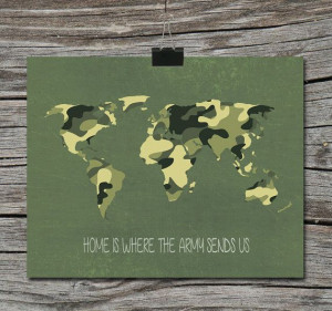 World Map Travel Quote Poster - Home is where the Navy Air Force ...