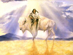 White Buffalo Calf Woman, Original artwork above by