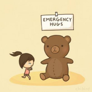 girl cartoon bear hugs teddy bear