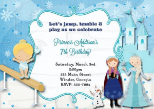 Ice Princess Frozen Gymnastics Birthday Invitation -Digital File on ...