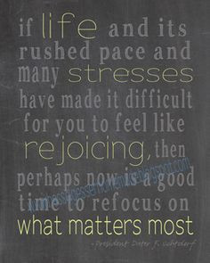 ... good time to refocus on what matters most.