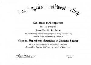 Chemical Dependency Specialist Certificate in Criminal Justice