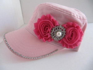 Pink Cadet Hat, Military Hat, Woman Hat, Easter, Rhinestones, Bling ...