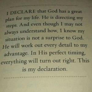 God has a plan for me.