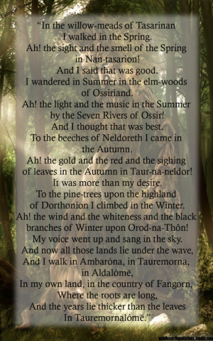 Sung by Treebeard, The Two Towers, Book III, Treebeard