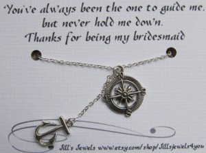 Compass and Anchor Charm Necklace with Friendship Quote Inspirational ...