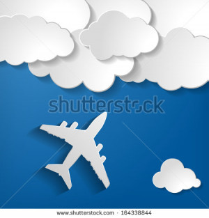 stock-vector-paper-airplane-with-paper-clouds-on-a-blue-air-background ...