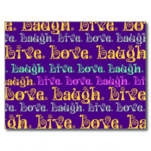 Live Laugh Love Encouraging Words Purple Girly Post Cards
