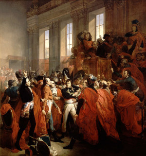 Napoleon Bonaparte in the coup d'état of 18 Brumaire in Saint-Cloud ...