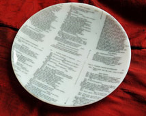 Black and white fused glass bowl wi th text from Shakespeare ...