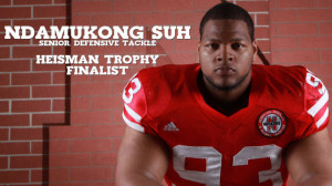 Ndamukong Suh is one of five finalists for the Heismany Trophy.