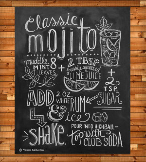 Mojito Recipe Chalkboard Art Print | This is a 11