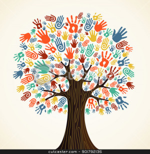 tree hands stock vector clipart, Isolated diversity tree hands ...