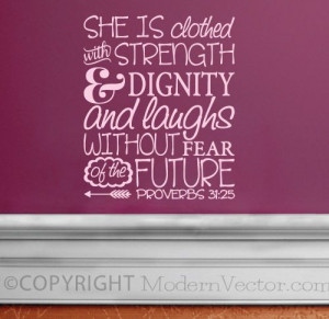 proverbs 31 25 quote vinyl wall decal inspirational strength and ...