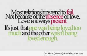 Most Relationships Tend To Fail Not Because Of The Absence Of Love
