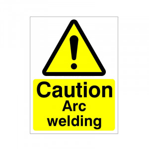 caution arc welding safety sign