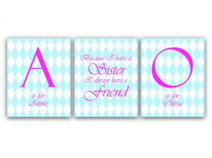 Sisters Wall Art, Sister Quote, Personalized Kids Wall Art, Kids Name ...