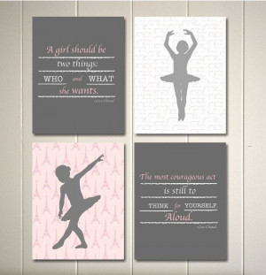 ... , girls room art, Coco Chanel quotes, baby girl nursery art, set of 4