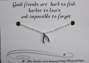 Tiny Wishbone Necklace and Friendship Quote Inspirational Card ...
