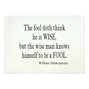 Fool Wise Man Knows Himself Fool Shakespeare Quote 5x7 Paper ...