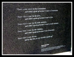 Version of the quote by Martin Niemöller, photo from the