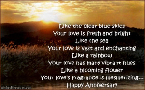 Romantic anniversary wishes for couples