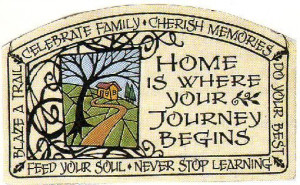 my mom gave to me: Home is where your journey begins. Blaze a trail ...