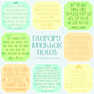 Literary Lunch Box Notes by www.spoolandspoonblog.com for Sumo's Sweet ...