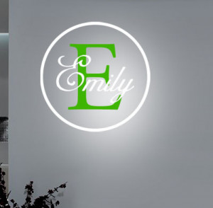 Personalized NAME INITIAL monogram - Vinyl Wall Quote Decal (2 colors)