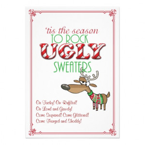 Rock Ugly Sweaters Holiday Party Invitation Invitation
