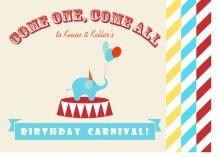 Red Yellow Blue Striped Carnival Booklet Kids Birthday Invitation